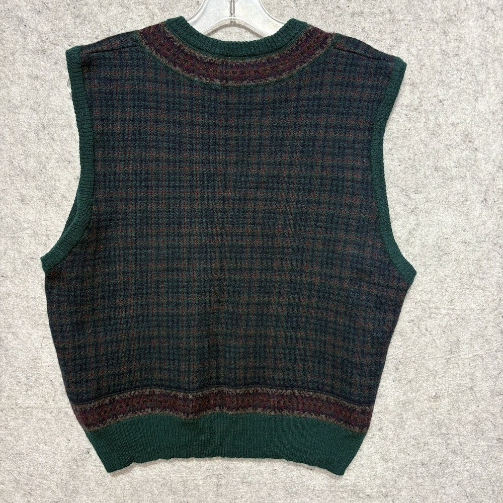 VTG Tricots St Raphael Sweater Vest L Pure New Wool Plaid Grandpa Academia - Picture 4 of 8